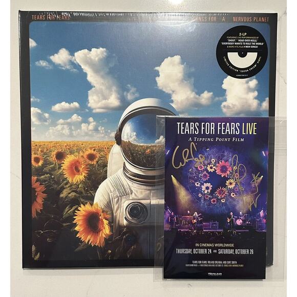 Tears For Fears Songs for a Nervous planet Cream colored Vinyl & Signed print - Picture 1 of 12